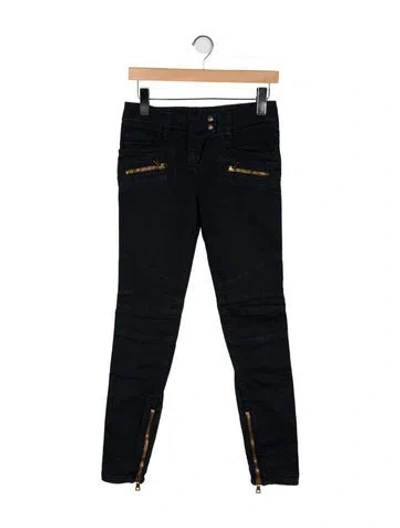 Pre-owned Balmain Mid-rise Skinny Leg Jeans In Black