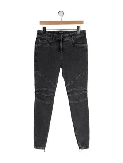 Pre-owned Balmain Mid-rise Skinny Leg Jeans In Black