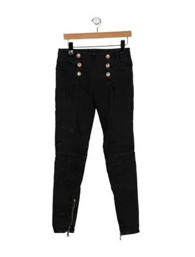 Pre-owned Balmain Mid-rise Skinny Leg Jeans In Black
