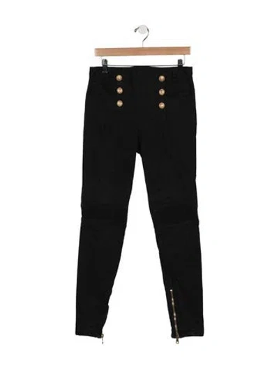 Pre-owned Balmain Mid-rise Skinny Leg Jeans In Black