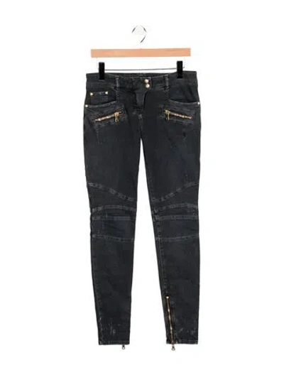 Pre-owned Balmain Mid-rise Skinny Leg Jeans In Black