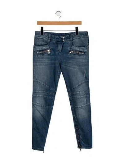 Pre-owned Balmain Mid-rise Skinny Leg Jeans In Blue