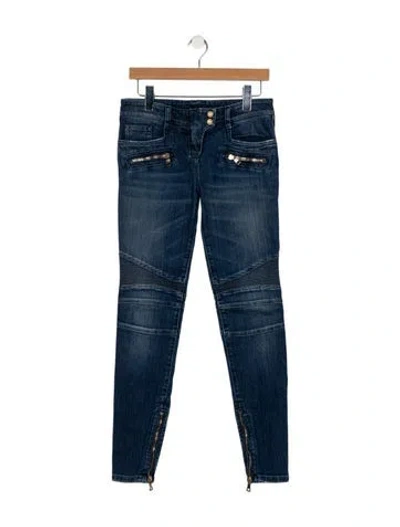 Pre-owned Balmain Mid-rise Skinny Leg Jeans In Blue