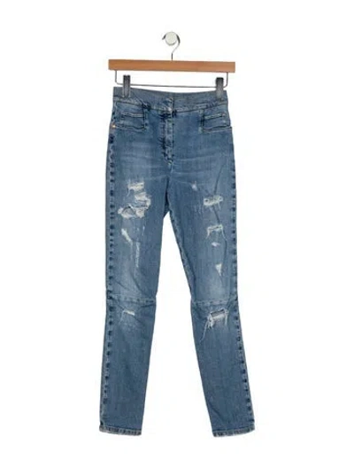 Pre-owned Balmain Mid-rise Skinny Leg Jeans In Blue