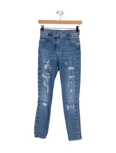 Pre-owned Balmain Mid-rise Skinny Leg Jeans In Blue