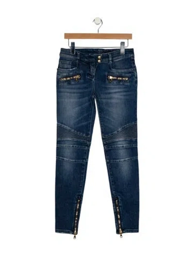 Pre-owned Balmain Mid-rise Skinny Leg Jeans In Blue