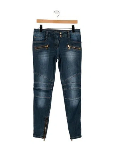 Pre-owned Balmain Mid-rise Skinny Leg Jeans In Blue