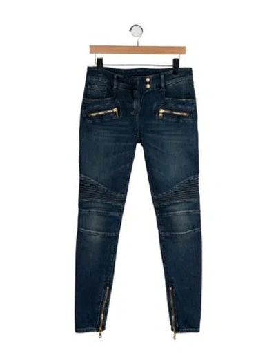 Pre-owned Balmain Mid-rise Skinny Leg Jeans In Blue