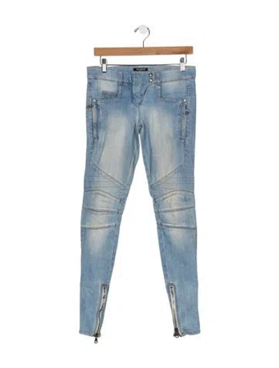 Pre-owned Balmain Mid-rise Skinny Leg Jeans In Blue