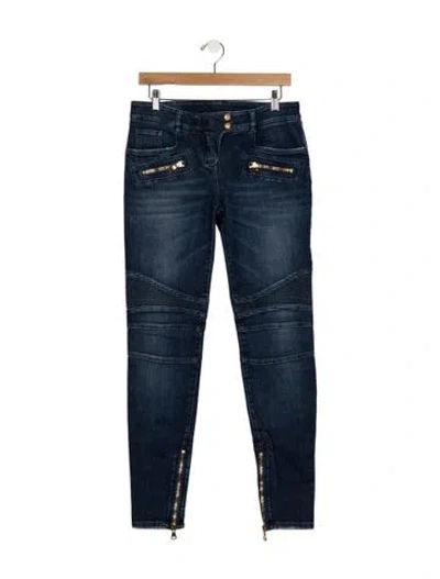 Pre-owned Balmain Mid-rise Skinny Leg Jeans In Blue