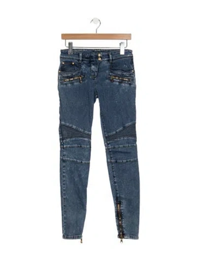 Pre-owned Balmain Mid-rise Skinny Leg Jeans In Blue