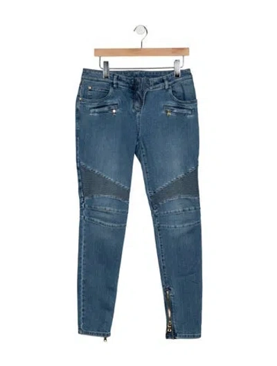 Pre-owned Balmain Mid-rise Skinny Leg Jeans In Blue
