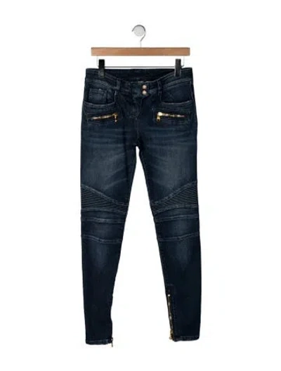 Pre-owned Balmain Mid-rise Skinny Leg Jeans In Blue