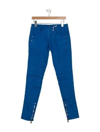 Pre-owned Balmain Mid-rise Skinny Leg Jeans In Blue