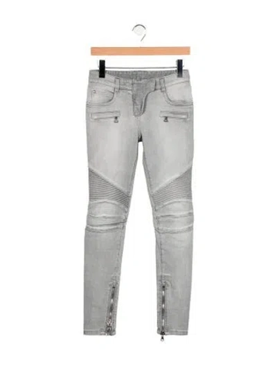 Pre-owned Balmain Mid-rise Skinny Leg Jeans In Gray