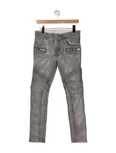 Pre-owned Balmain Mid-rise Skinny Leg Jeans In Grey