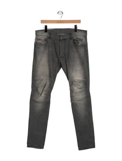 Pre-owned Balmain Mid-rise Skinny Leg Jeans In Grey