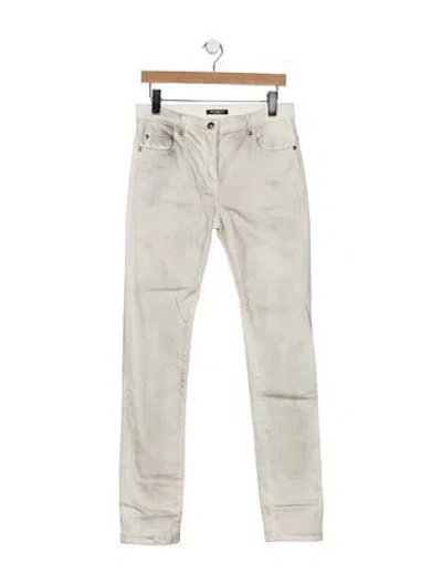 Pre-owned Balmain Mid-rise Skinny Leg Jeans In Grey