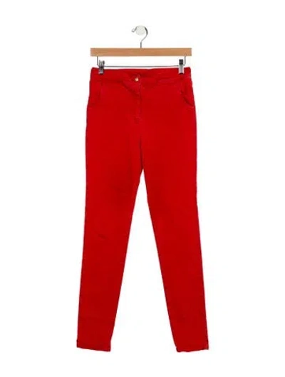 Pre-owned Balmain Mid-rise Skinny Leg Jeans In Red