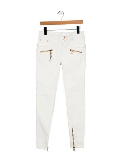 Pre-owned Balmain Mid-rise Skinny Leg Jeans In White