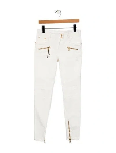 Pre-owned Balmain Mid-rise Skinny Leg Jeans In White