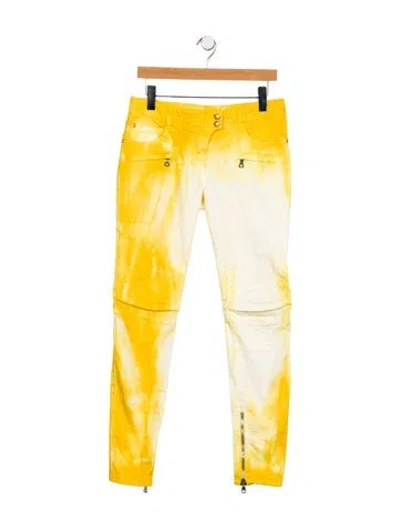 Pre-owned Balmain Mid-rise Skinny Leg Jeans In Yellow