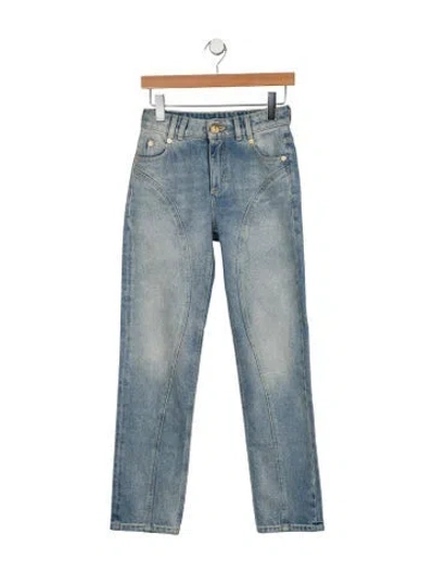 Pre-owned Balmain Mid-rise Straight Leg Jeans In Blue