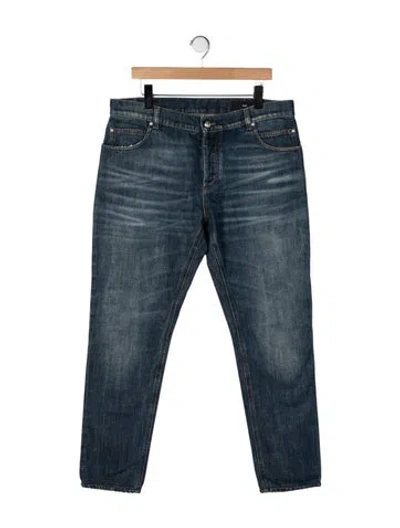 Pre-owned Balmain Mid-rise Straight Leg Jeans In Blue