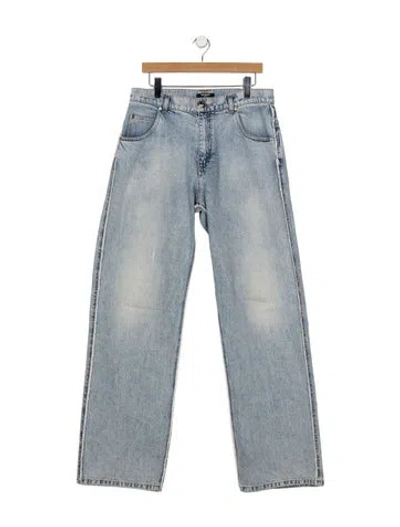 Pre-owned Balmain Mid-rise Straight Leg Jeans In Blue