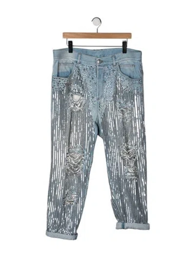 Pre-owned Balmain Mid-rise Straight Leg Jeans In Blue