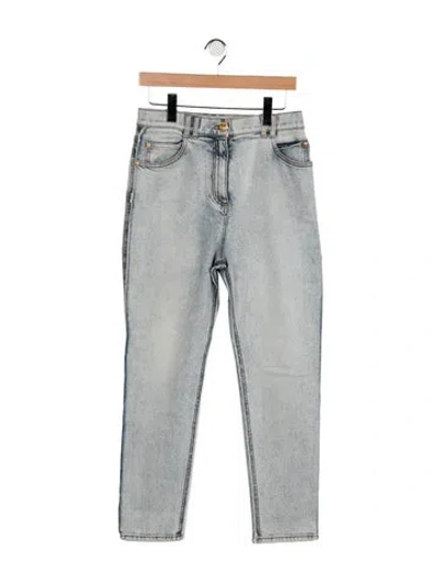 Pre-owned Balmain Mid-rise Straight Leg Jeans In Blue