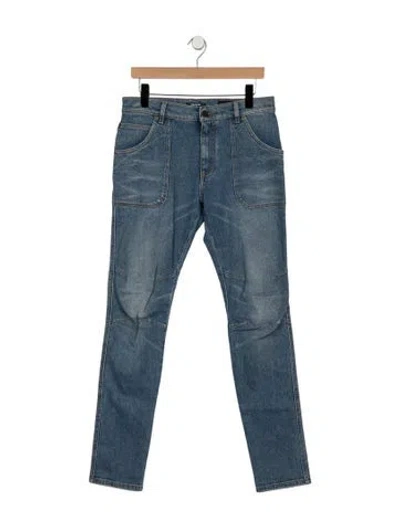 Pre-owned Balmain Mid-rise Straight Leg Jeans In Blue