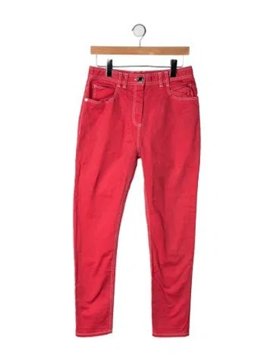 Pre-owned Balmain Mid-rise Straight Leg Jeans In Orange