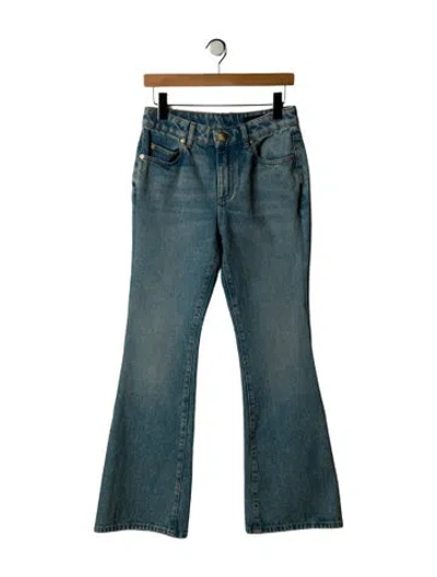Pre-owned Balmain Mid-rise Wide Leg Jeans In Blue