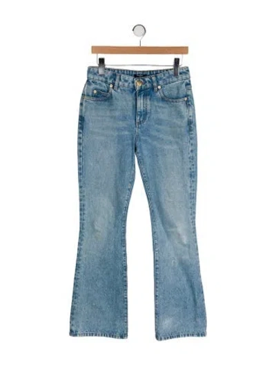 Pre-owned Balmain Mid-rise Wide Leg Jeans In Gray