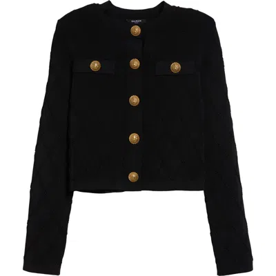 Balmain Milano Stitch Cardigan In Black