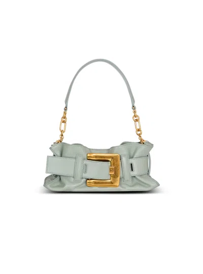 Balmain Mini Anthem Bag In Calfskin Leather In Green