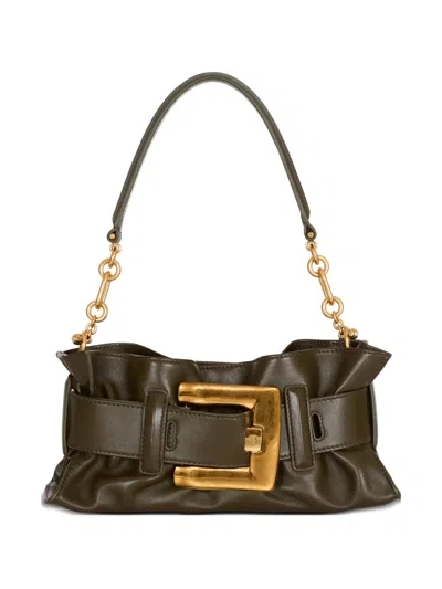 Balmain Mini Anthem Clutch Bag In Green