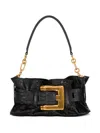 Balmain Mini Anthem Embossed-crocodile Buckle Clutch Bag In Black