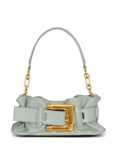 Balmain Mini Anthem Leather Clutch Bag In Green