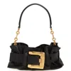 Balmain Anthem Mini Buckle Shoulder Bag In Calfskin Leather In Black