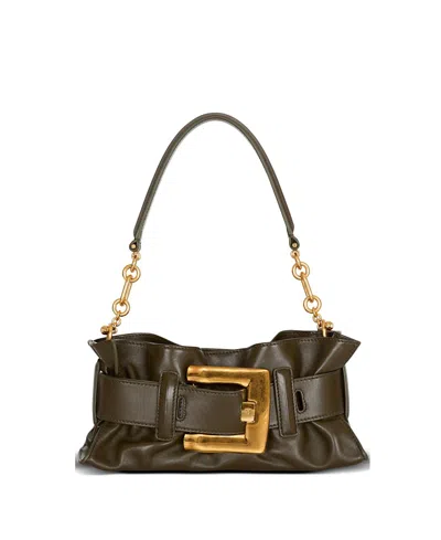 Balmain Mini Anthem Shoulder Bag In Calfskin Leather In Orange