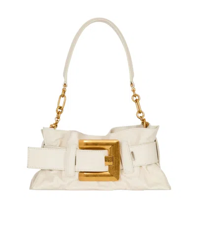 Balmain Mini Anthem Shoulder Bag In Leather In White