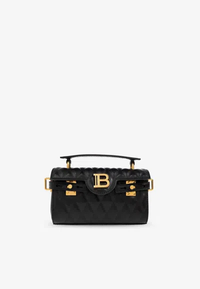 Balmain Mini B-buzz 19 Quilted Leather Crossbody Bag In Black