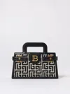 Balmain Small Geometric Pattern Handbag With Chain Strap In Black