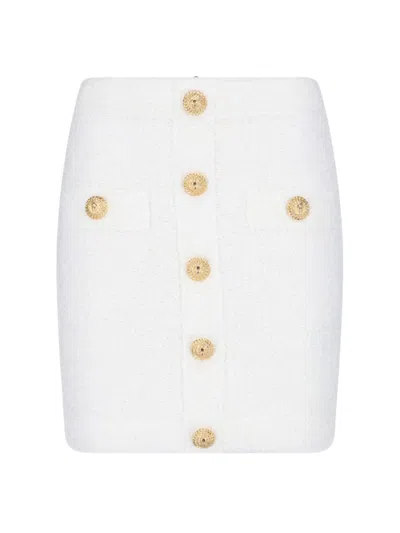 Balmain Falda Semilarga - Blanco In White