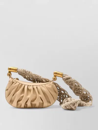 Balmain Mini Crossbody Shoulder Bag Smooth Calfskin In Neutrals