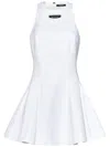 Balmain Halter Double-collar Sleeveless Mini Flare Dress In White