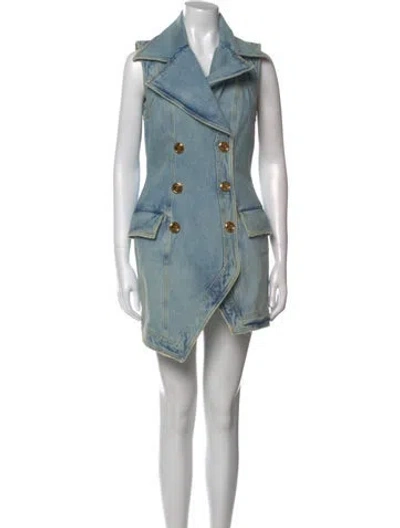 Pre-owned Balmain Mini Dress In Blue