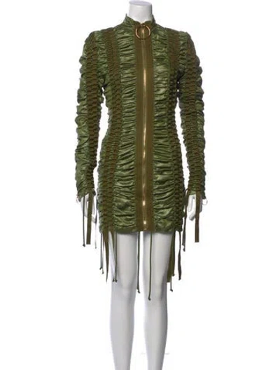 Pre-owned Balmain Mini Dress In Green